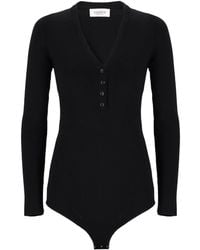 Laneus - Ribbed V-Neck Buttoned Bodie - Lyst