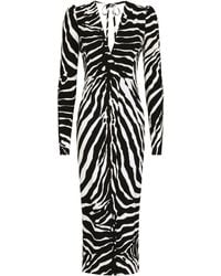 Dolce & Gabbana - Zebra-print Long-sleeve Dress - Lyst