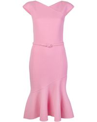 Oscar de la Renta Jurk Met Ruche Afwerking - Roze