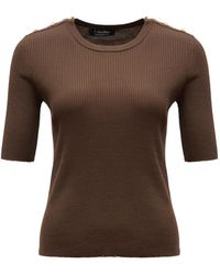 Max Mara - Ribbed-Knit Button-Detail Sweater - Lyst