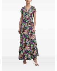 Morgan - V-Neck Floral-Print Maxi Dress - Lyst