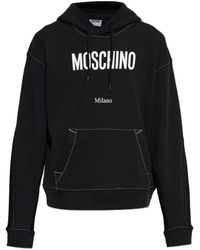 Moschino - Logo-Print Contrast-Stitch Hoodie - Lyst