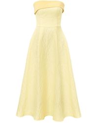 POST MERIDIEM - Jacquard Satin-Panel Midi Dress - Lyst