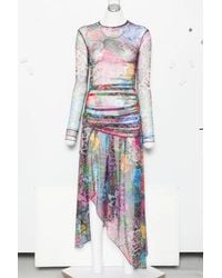 Area - Floral-Print Asymmetric Midi Dress - Lyst