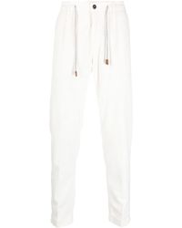 Eleventy - Drawstring Cotton-blend Tapered Trousers - Lyst