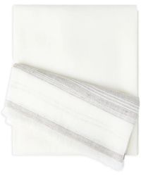 Brunello Cucinelli - Embroidered-Detail Striped Linen Scarf - Lyst
