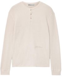AllSaints - T-Shirt Raine En Maille Gaufrée À Col Henley - Lyst