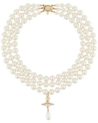 Vivienne Westwood - Three Row Pearl Drop Choker - Lyst