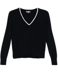 N.Peal Cashmere - Lace Trim V-Neck Jumper - Lyst