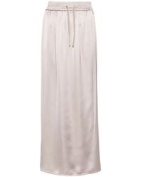 Herno - Drawstring-Waist Satin Midi Skirt - Lyst