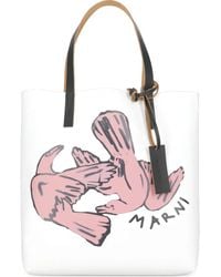 Marni - Medium Bird-Print Tote Bag - Lyst