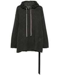 Rick Owens - Distressed Drawstring Oversized Cotton Hoodie - Lyst