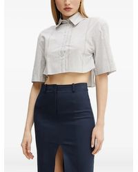 Patrizia Pepe - Striped Cropped Shirt - Lyst
