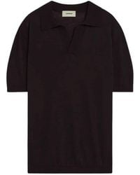 A PAPER KID - Fine-Knit Open-Collar T-Shirt - Lyst
