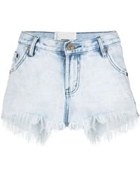 One Teaspoon - Florence Frayed-Edge Denim Shorts - Lyst