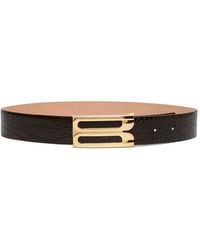 Victoria Beckham - Crocodile-Effect Logo-Plaque Belt - Lyst