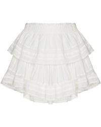 LoveShackFancy - Lace-trim Cotton Miniskirt - Lyst