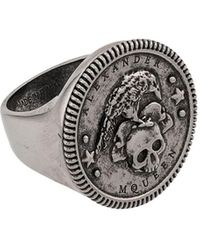 Alexander McQueen Ring mit Totenkopf - Mettallic