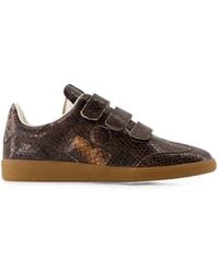 Isabel Marant - Beth Snakeskin-Effect Touch-Strap Sneakers - Lyst