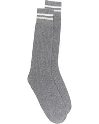 Eleventy - Striped Ribbed Socks - Lyst