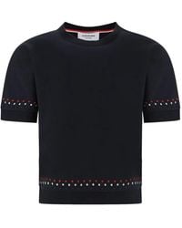 Thom Browne - Snowflake-Embroidery Crew-Neck T-Shirt - Lyst