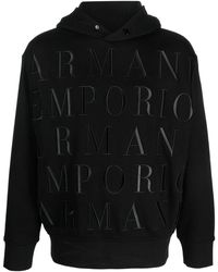Emporio Armani - Logo Cotton Hoodie - Lyst