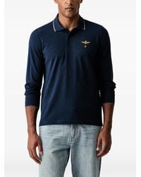 Aeronautica Militare - Logo-Embroidered Long-Sleeve Polo Shirt - Lyst