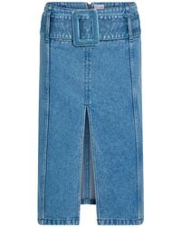 Patou - Belted Denim Midi Skirt - Lyst