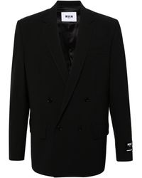 MSGM - Logo-patch Double-breasted Blazer - Lyst