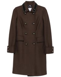 Bazar Deluxe - Bead-Embellishment Double-Breasted Coat - Lyst