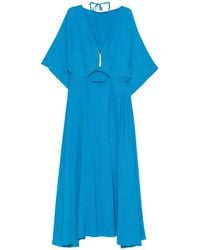 SIMONA CORSELLINI - Cut-Out Detail V-Neck Midi Dress - Lyst