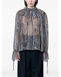 Saint Laurent - Pierrot Collar Drawstring Blouse - Lyst