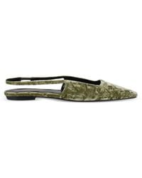 Saint Laurent - Square-Toe Velvet Ballet Flats - Lyst