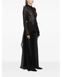 Yehuafan - Chemisier Lungo Semi Trasparente Con Inserti - Lyst