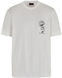 Emporio Armani - Rundhals-T-Shirt mit Drachenstickerei - Lyst