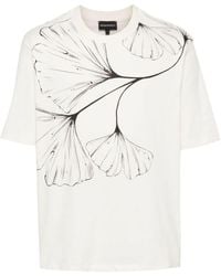 Emporio Armani - Floral-print Cotton T-shirt - Lyst