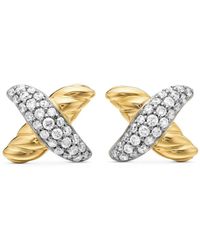David Yurman - 18Kt Petite X Diamond Stud Earrings (8.4Mm) - Lyst