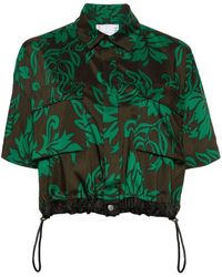 Sacai - Leaf-print Cropped Shirt - Lyst