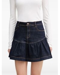 GAUDI - Ruffled Denim Mini Skirt - Lyst