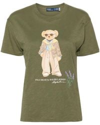 Polo Ralph Lauren - Camiseta de manga corta y cuello redondo con motivo de oso - Lyst