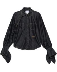 Patou - Knot-Sleeve Denim Blouse - Lyst