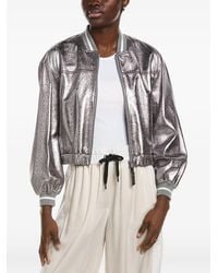 Brunello Cucinelli - Metallic Leather Bomber Jacket - Lyst