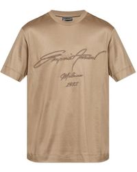 Emporio Armani - T-Shirt With Embroidered Logo - Lyst
