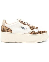 Autry - Medalist Leopard-Print Leather Sneakers - Lyst