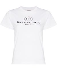 Balenciaga Camiseta con logo de manga corta - Blanco
