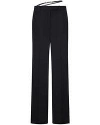 Tom Ford - Sharp Grain De Poudre Slanted Tailored Wide Trousers With Belt Detail - Lyst