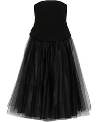 Maje - Tulle-Skirt Strapless Midi Dress - Lyst