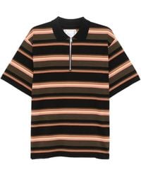 Sacai - Striped Zip-Up Poplin Polo Shirt - Lyst