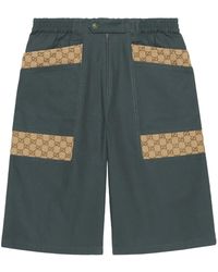 Gucci - Cotton Canvas Bermuda Short With GG Inserts - Lyst