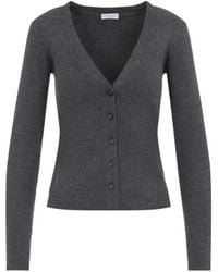 Brunello Cucinelli - Ribbed V-Neck Cardigan - Lyst